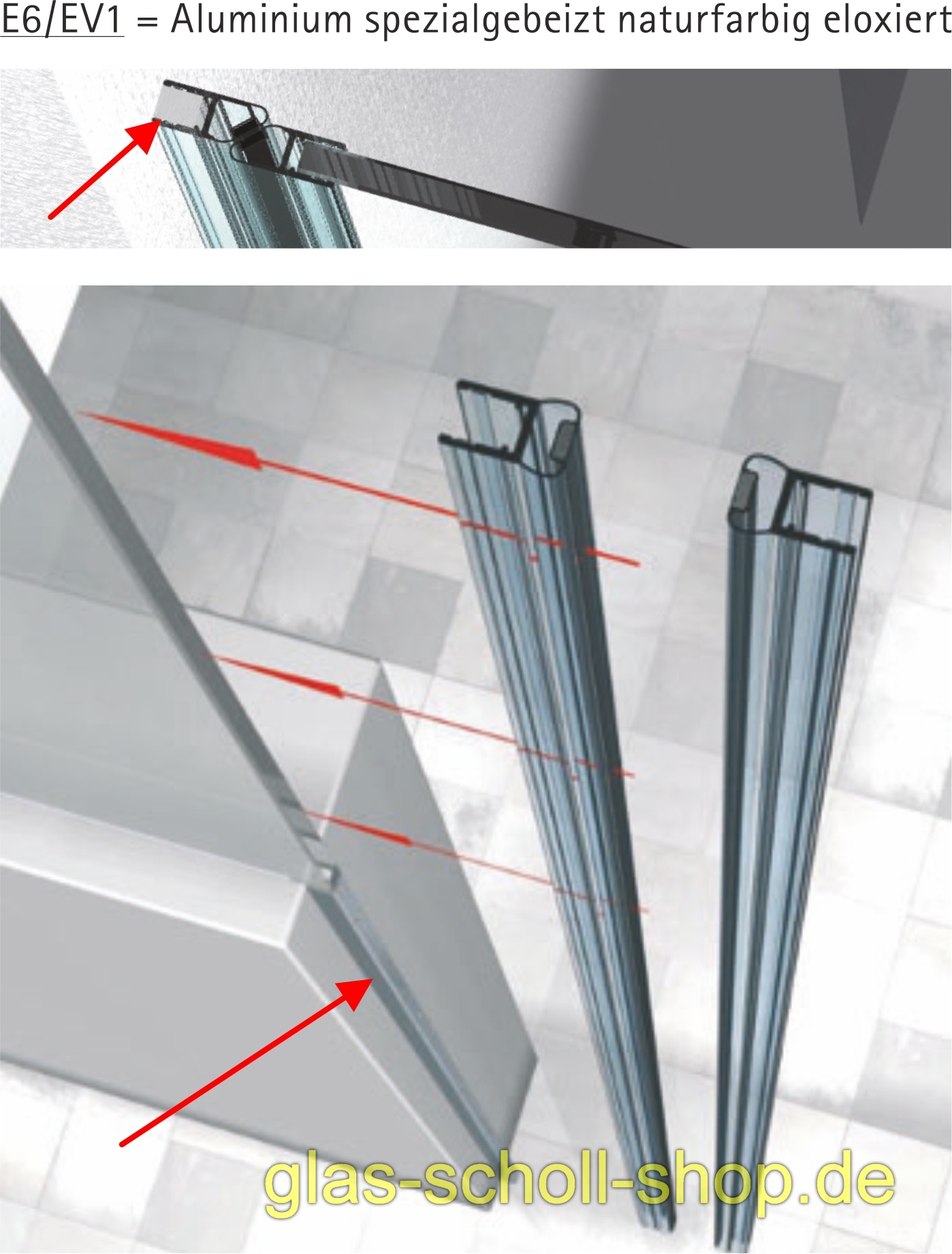 Artikelbild 2 des Artikels “Trägerprofil 8x10 für 8mm Dichtprofile (2500 mm) Aluminium spezialgebeizt naturfarbig eloxiert“
