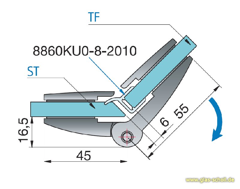 Artikelbild 2 des Artikels “Farfalla 135° Glas-Glas Duschtürband (nach außen hin öffnend) glanzverchromt“