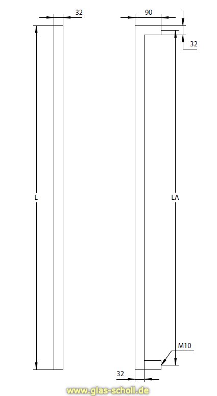 Artikelbild 2 des Artikels “einseitiger Edelstahl Stoßgriff matt, zur geraden Montage  für 8-12 mm Glas “