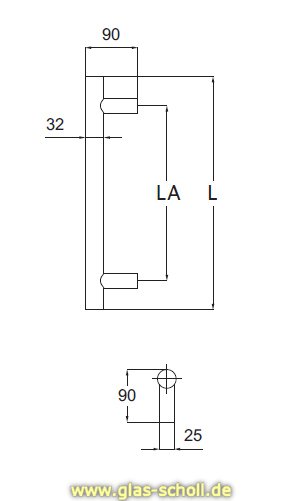 Artikelbild 2 des Artikels “einseitiger Edelstahl Stoßgriff matt, zur geraden Montage  für 8-12 mm Glas “