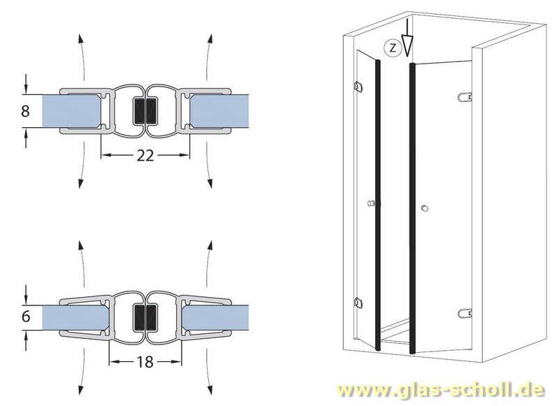 Artikelbild 3 des Artikels “fluchtendes Magnetprofil 180° (2500mm) stumpfe Mittel-Duschdichtung für 6-8mm Glas-ÜBERLÄNGE “