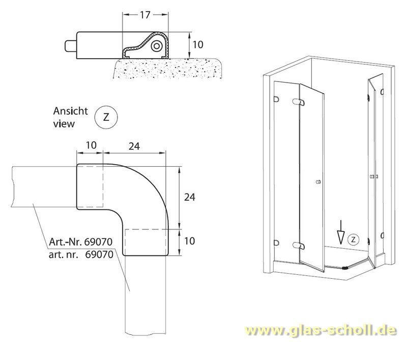 Artikelbild 3 des Artikels “Eckverbinder 90 Grad für unteren geraden Schwallschutz SILBER GLÄNZEND Duschdichtung “