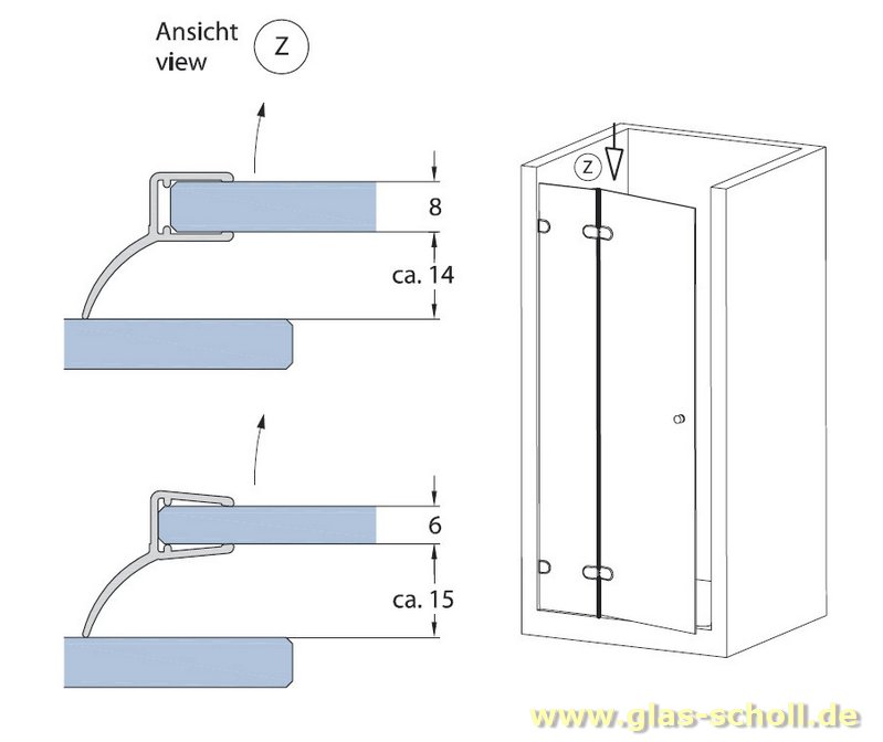 Artikelbild 3 des Artikels “Mitteldichtprofil für überlappende Duschtüren (Falttürflügel) (2010mm) Duschdichtung für 6-8mm Glas “