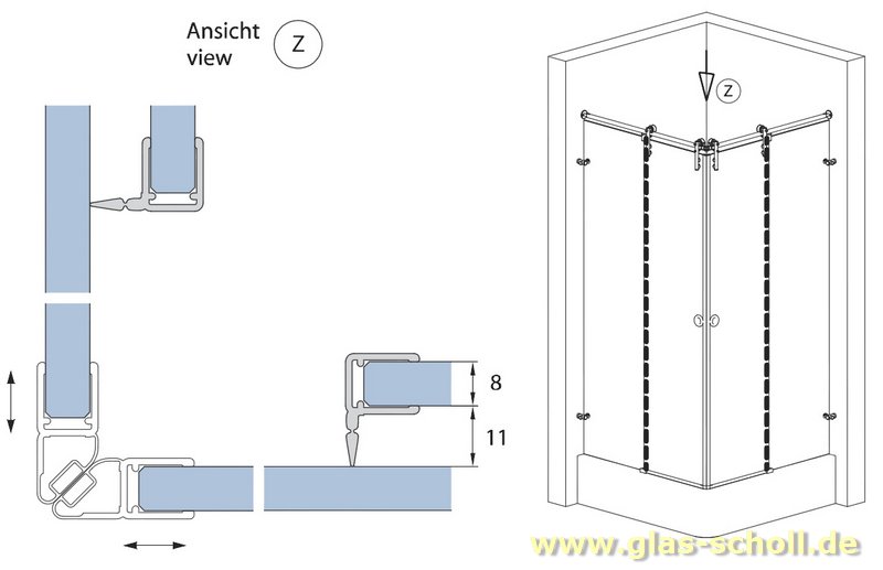 Artikelbild 3 des Artikels “Dichtprofil 11mm für Schiebetüren mit Lippe (2500mm) Duschdichtung 6-8mm Glas -ÜBERLÄNGE “