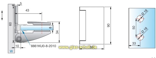 Artikelbild 3 des Artikels “Papillon 90° Glas-Wand Duschtür-Anschlagband (selbstschl. Magnettechnik) glanzverchromt“
