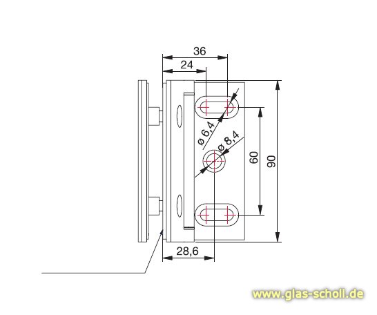 Artikelbild 3 des Artikels “Farfalla 90° Glas-Wand Duschtürband (nach innen hin öffnend) glanzverchromt“