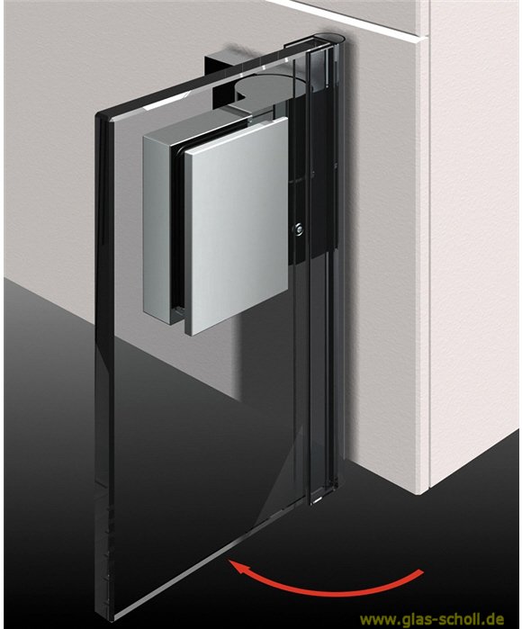 Artikelbild 3 des Artikels “Nivello 90° Glas-Wand LINKS Hebe-Senk AUSSENBEFESTIGUNG Anschlag glanzverchromt“