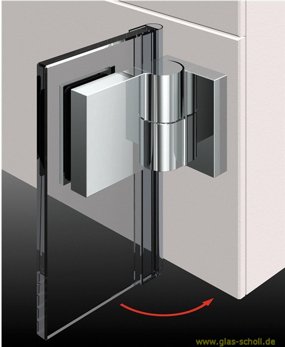 Artikelbild 3 des Artikels “Nivello 90° Glas-Wand RECHTS Hebe-Senk AUSSENBEFESTIGUNG Anschlag glanzverchromt“