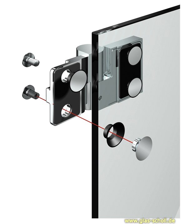 Artikelbild 3 des Artikels “Nivello+ 180° Glas-Glas LINKS Hebe-Senk flächenbündig Anschlag glanzverchromt“