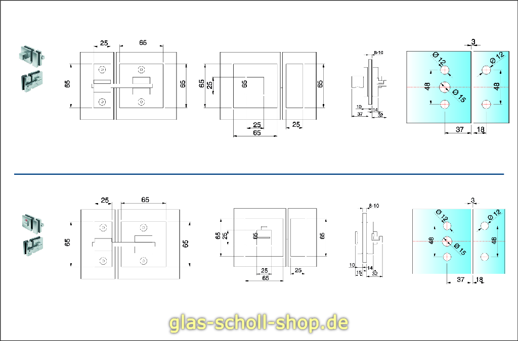 Artikelbild 3 des Artikels “Glastürriegel mit Schloss und Gegenkasten glanzverchromt “