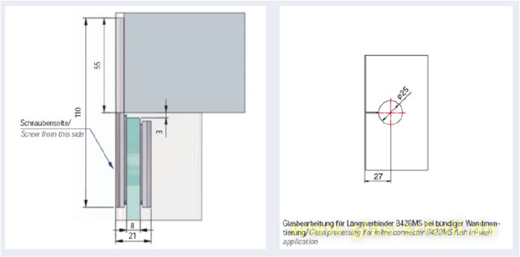 Artikelbild 3 des Artikels “Pontere 180° Glas-Wand Längsverbinder glanzverchromt“