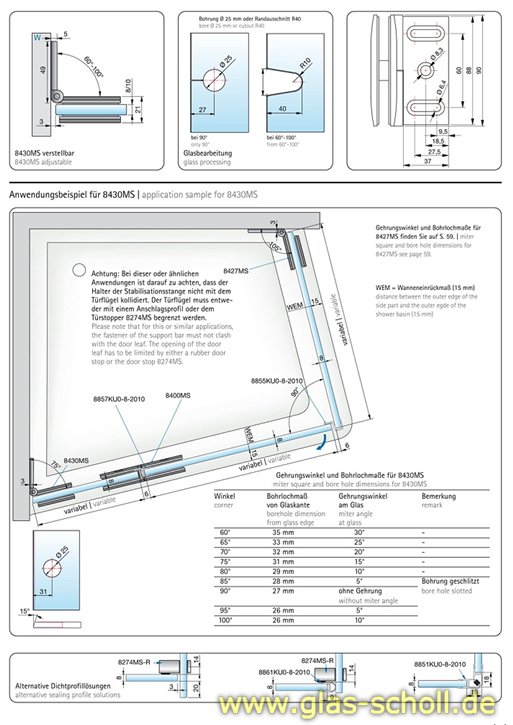 Artikelbild 3 des Artikels “Pontere 60°-100° Glas-Wand Winkelverbinder (verstellbare Winkelgradzahl) glanzverchromt“