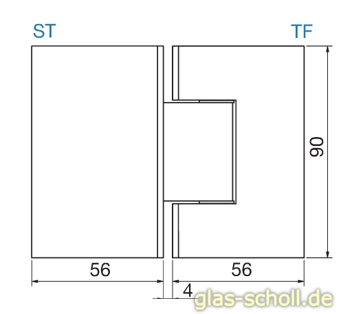 Artikelbild 3 des Artikels “Modesta/Luno Duschpendeltürbeschlag Glas-Glas 180° für 6-12 mm Glas glanzverchromt“