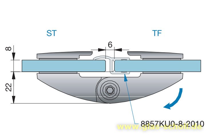 Artikelbild 3 des Artikels “Pillango 180° Glas-Glas Duschtürband/- Anschlagband glanzverchromt“