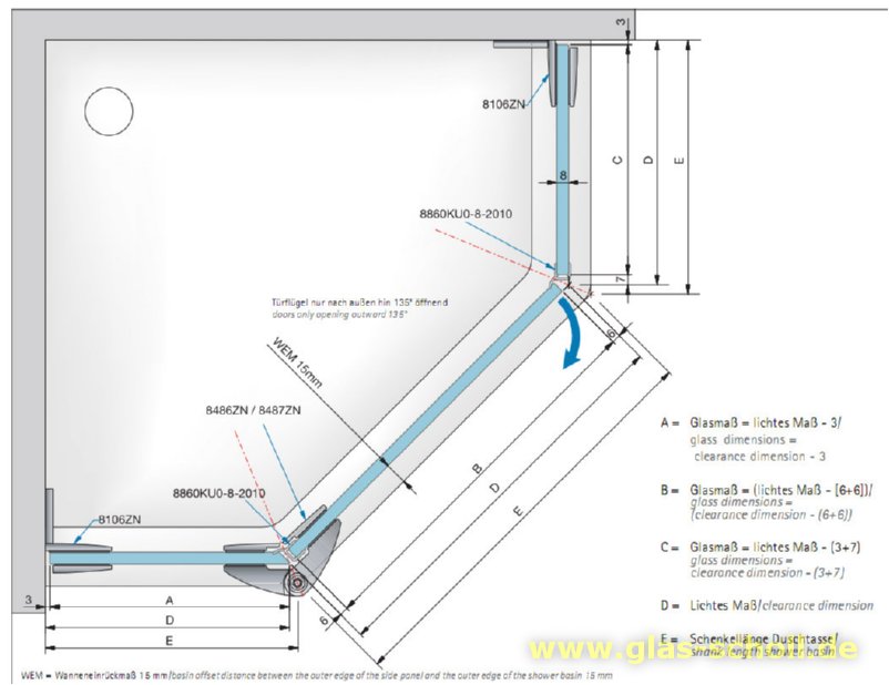 Artikelbild 3 des Artikels “Pillango 135° Glas-Glas Duschtürband/- Anschlagband glanzverchromt“