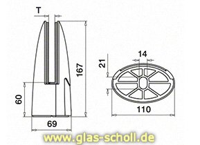 Artikelbild 3 des Artikels “Edelstahl Bodenglasklemme gebürstet für vertikale Glasbefestigung “
