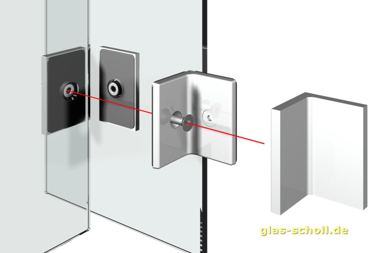 Artikelbild 3 des Artikels “Flamea+ Winkelverbinder 90° Glas-Glas (verdeckte Verschraubung) glanzverchromt“
