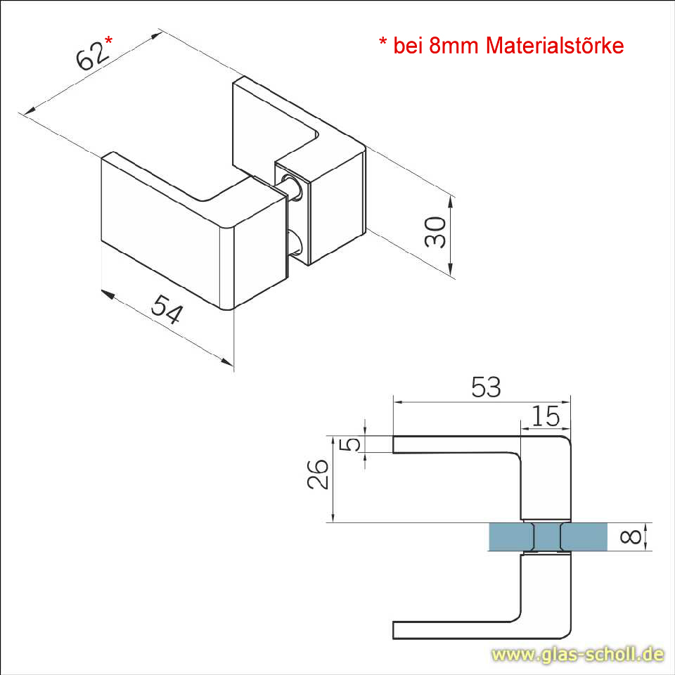Artikelbild 3 des Artikels “eckiger L-Form Design-Türgriff glanzverchromt“
