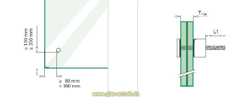 Artikelbild 3 des Artikels “Edelstahl Glasadapter quadratisch gebürstet für vertikale Glasbefestigung von Ganzglasgeländern “