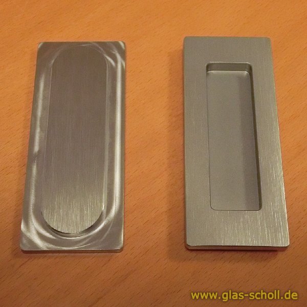 Artikelbild 3 des Artikels “einklebbare eckige Design Edelstahl Griffmuschel beidseitig 40 x 100 mm für 8-12 mm Materialstärke “