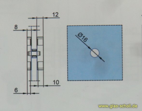 Artikelbild 3 des Artikels “Eckige MWE Edelstahl-Griffmuschel 60x60 Loch=16mm für 8-12mm beidseitig Edelstahl geschliffen“