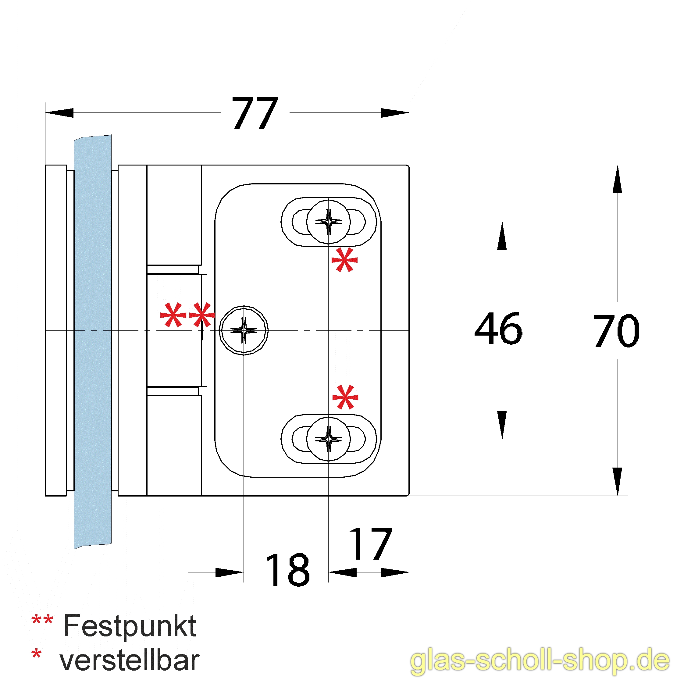 Artikelbild 3 des Artikels “Wellness Premium DIN rechts Glas-Wand 90Grad Duschtürband  (nach innen hin öffnend) glanzverchromt“