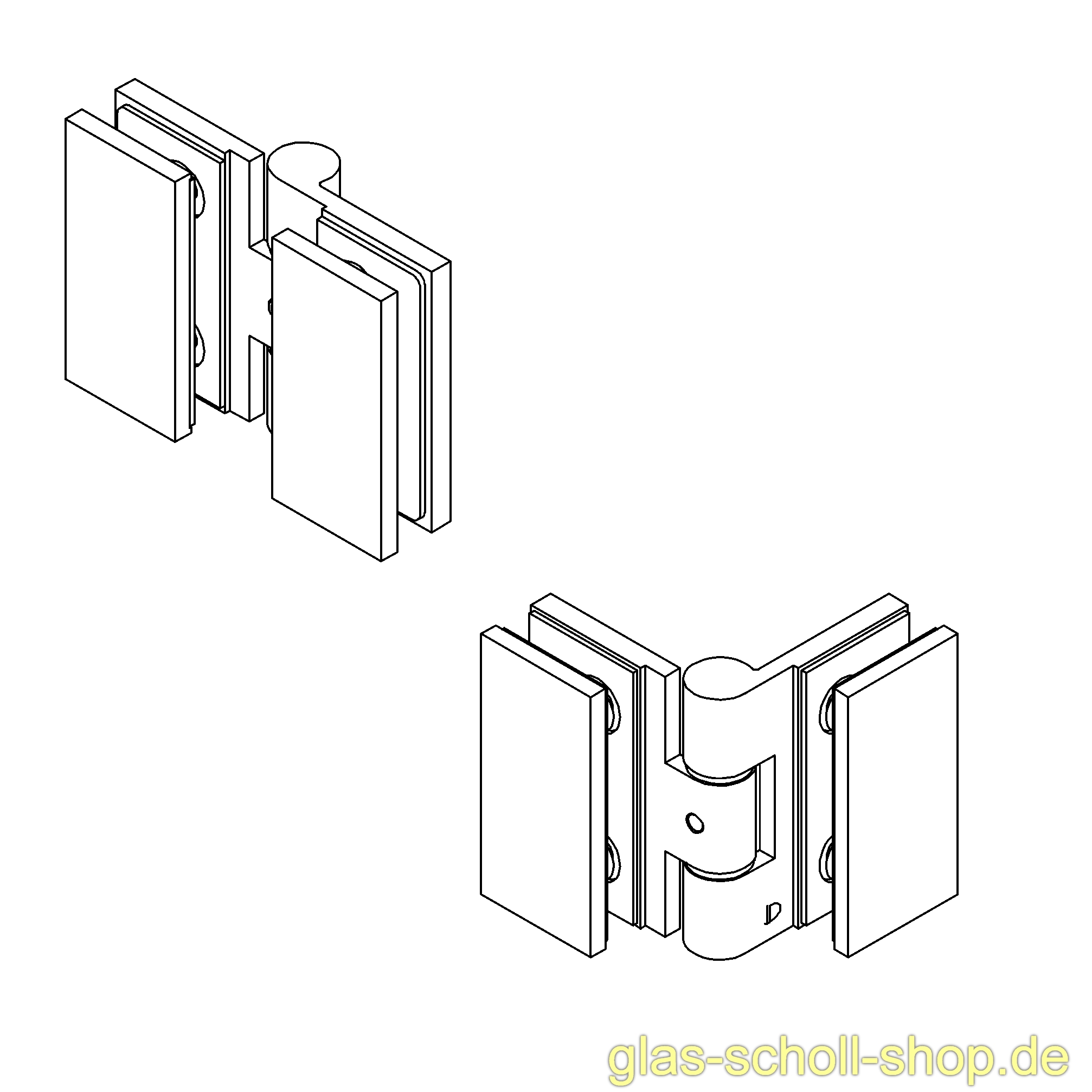 Artikelbild 3 des Artikels “Wellness PREMIUM Glas-Glas DIN rechts 180Grad Duschtürband (nach innen öffnend) glanzverchromt“