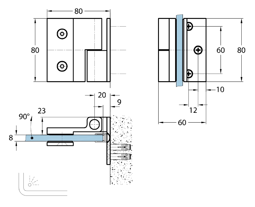 Artikelbild 3 des Artikels “CrossoverPUR 90° Glas-Wand LINKS Hebe-Senk INNENBEFESTIGUNG glanzverchromt“
