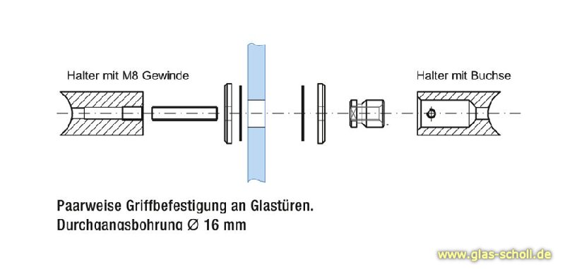Artikelbild 3 des Artikels “Eckiger MWE Edelstahl-Türknauf beidseitig 40x40 Bohrung=16mm Edelstahl geschliffen“
