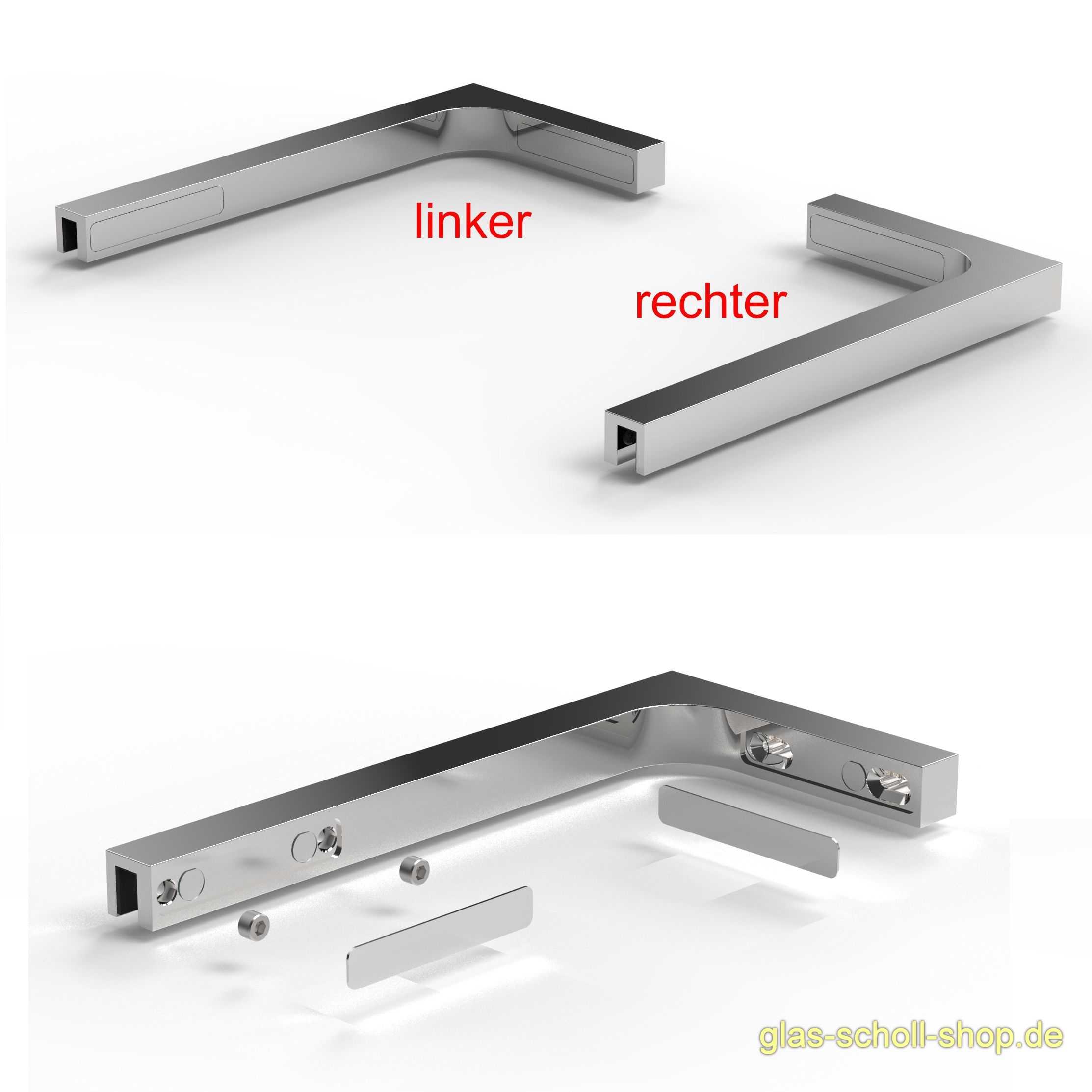 Artikelbild 3 des Artikels “Stabilisierungswinkel für Infektionsschutz LINKS - glanzverchromt“