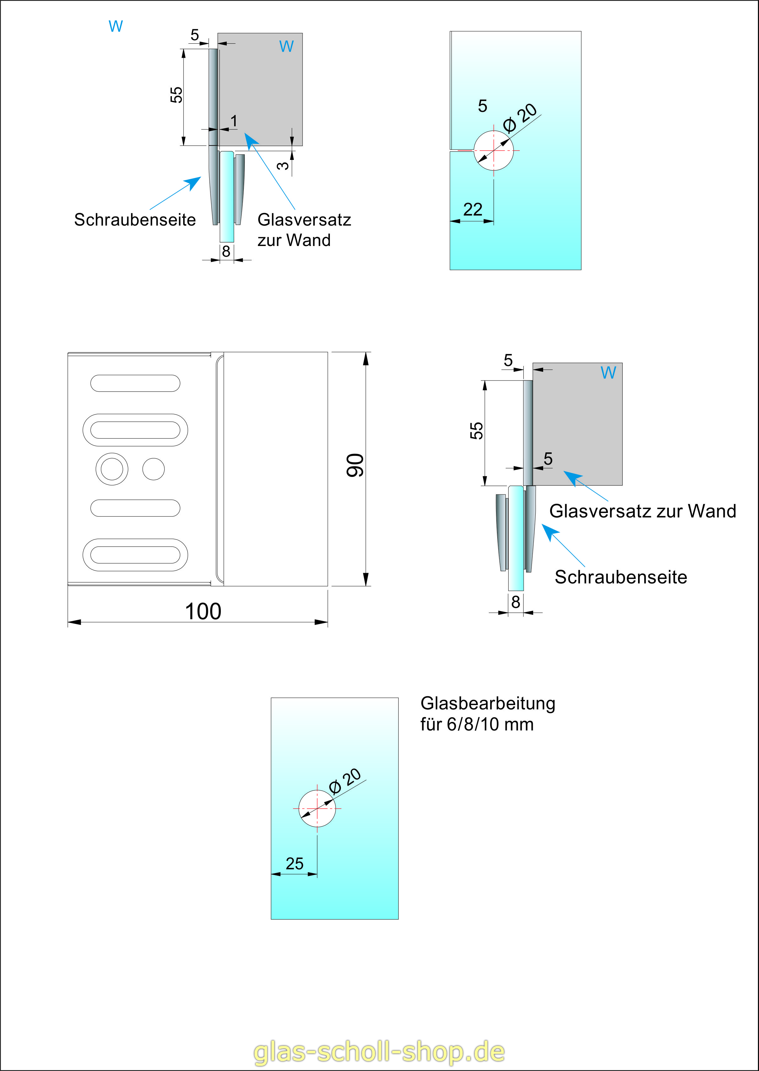 Artikelbild 3 des Artikels “Längsverbinder Glas-Wand 180° passend zu Farfalla, Pillango und Papillon glanzverchromt“