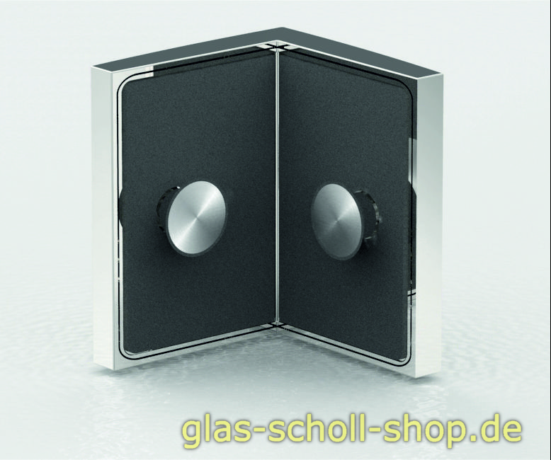 Artikelbild 3 des Artikels “Pavone flächenbündiger Winkelverbinder Glas-Glas 180° glanzverchromt“