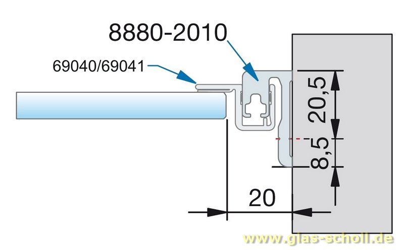 Artikelbild 3 des Artikels “Trägerprofil für Dichtungen als Türanschlag 2010 mm - E6/EV1 naturfarbig eloxiert“