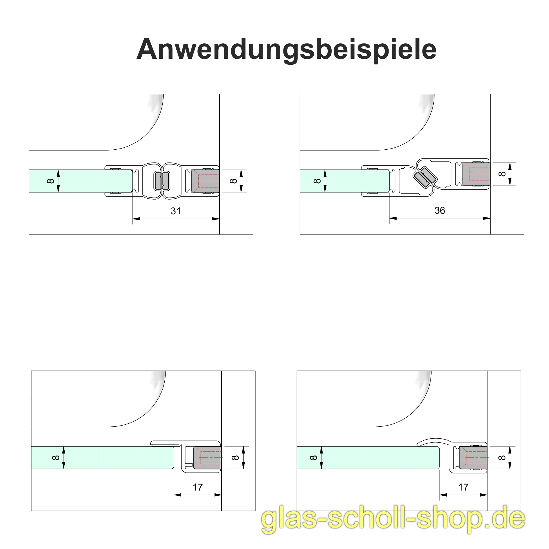 Artikelbild 3 des Artikels “Trägerprofil 8x10 für 8mm Dichtprofile (2500 mm) Aluminium spezialgebeizt naturfarbig eloxiert“