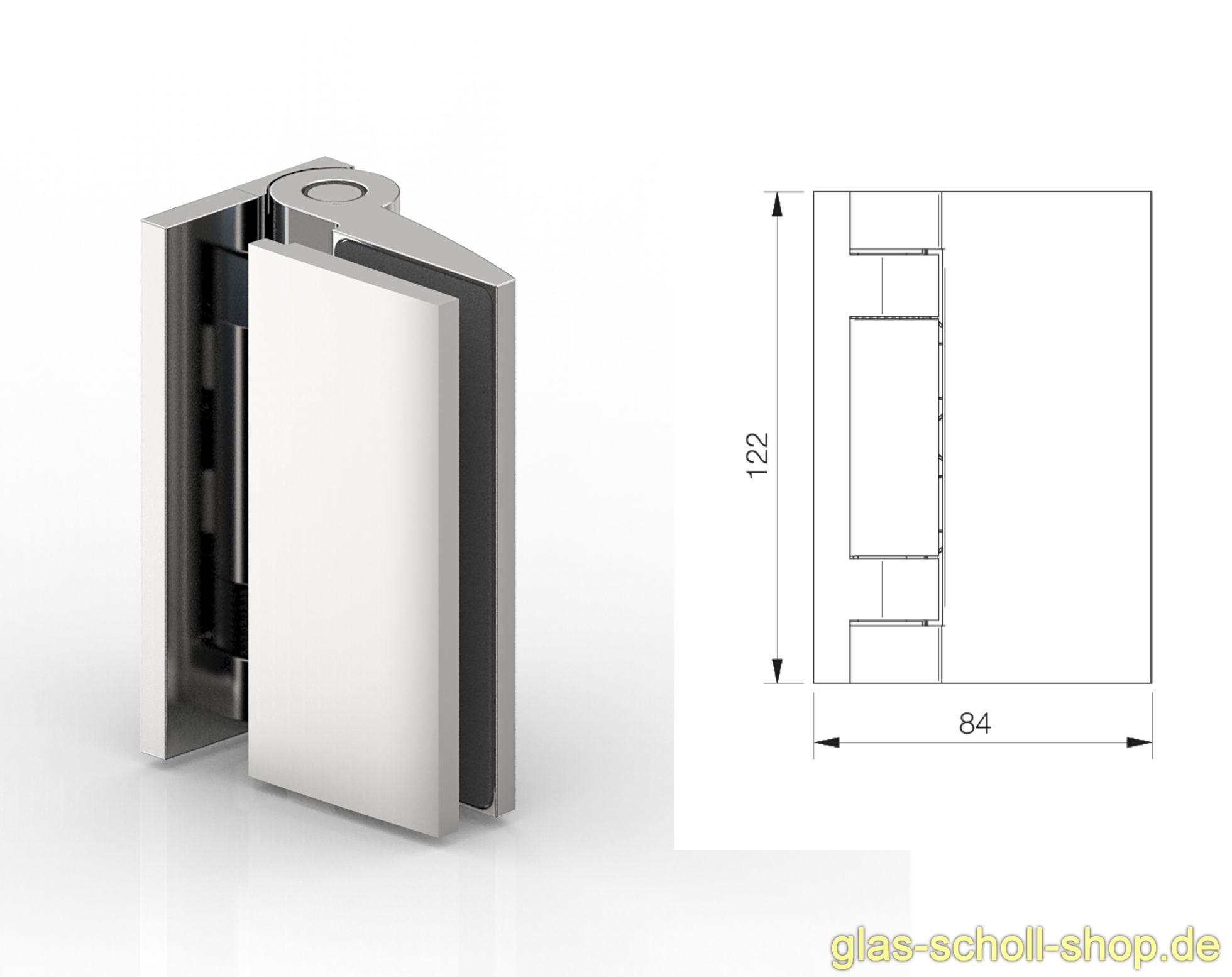 Artikelbild 3 des Artikels “TURA SCHWERLASTBAND Glas-Wand 90Grad nach außen öffnend Duschür glanzverchromt“