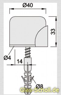 Artikelbild 3 des Artikels “Türpuffer, für Innentüren d=40mm neusilber eloxiert Bodenmontage weiß“