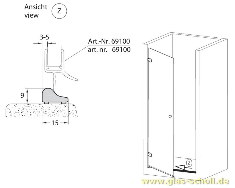 Artikelbild 4 des Artikels “unterer gerader Schwallschutz SILBER GLÄNZEND (2490 mm) Duschdichtung “