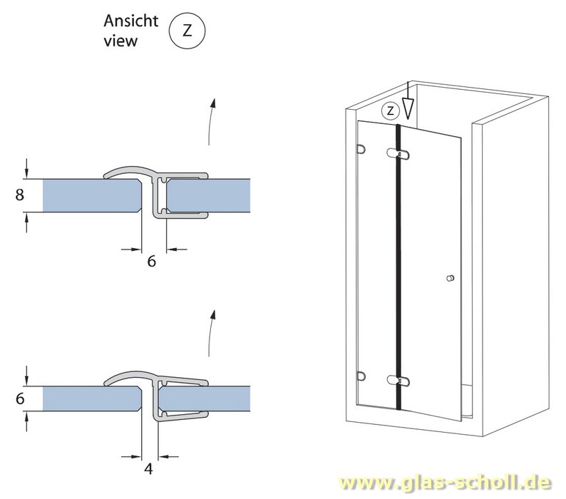 Artikelbild 4 des Artikels “Mitteldichtprofil mit gebogener Weichlippe (2010mm) Duschdichtung für 6-8mm Glas “