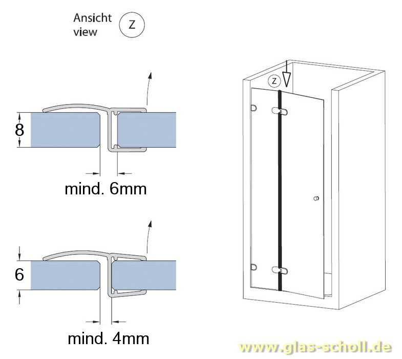 Artikelbild 4 des Artikels “Mitteldichtprofil mit langer Weichlippe (2500mm) Duschdichtung 6-8mm Glas - ÜBERLÄNGE “
