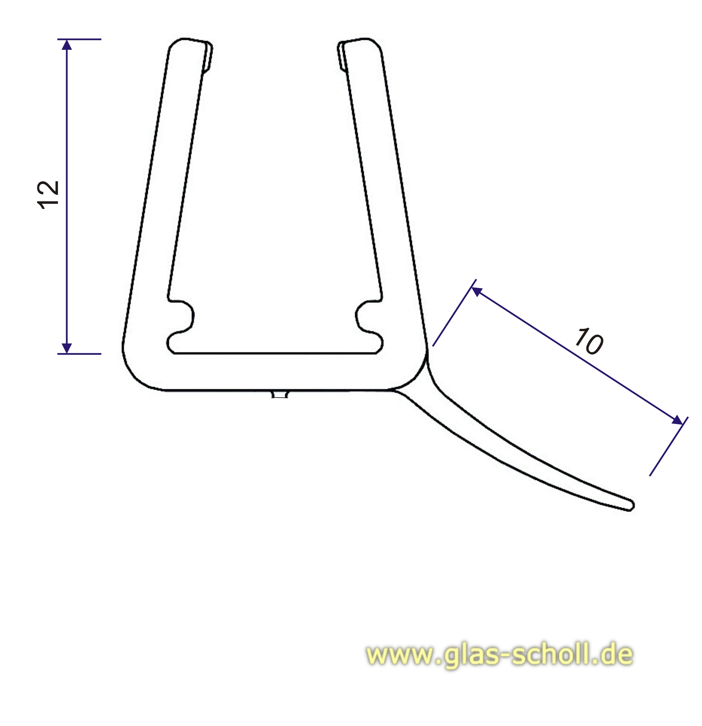 Artikelbild 4 des Artikels “unteres Wasserabweisprofil mit NUR 135° Lippe (1000mm) Duschdichtung für 6-8mm Glas “