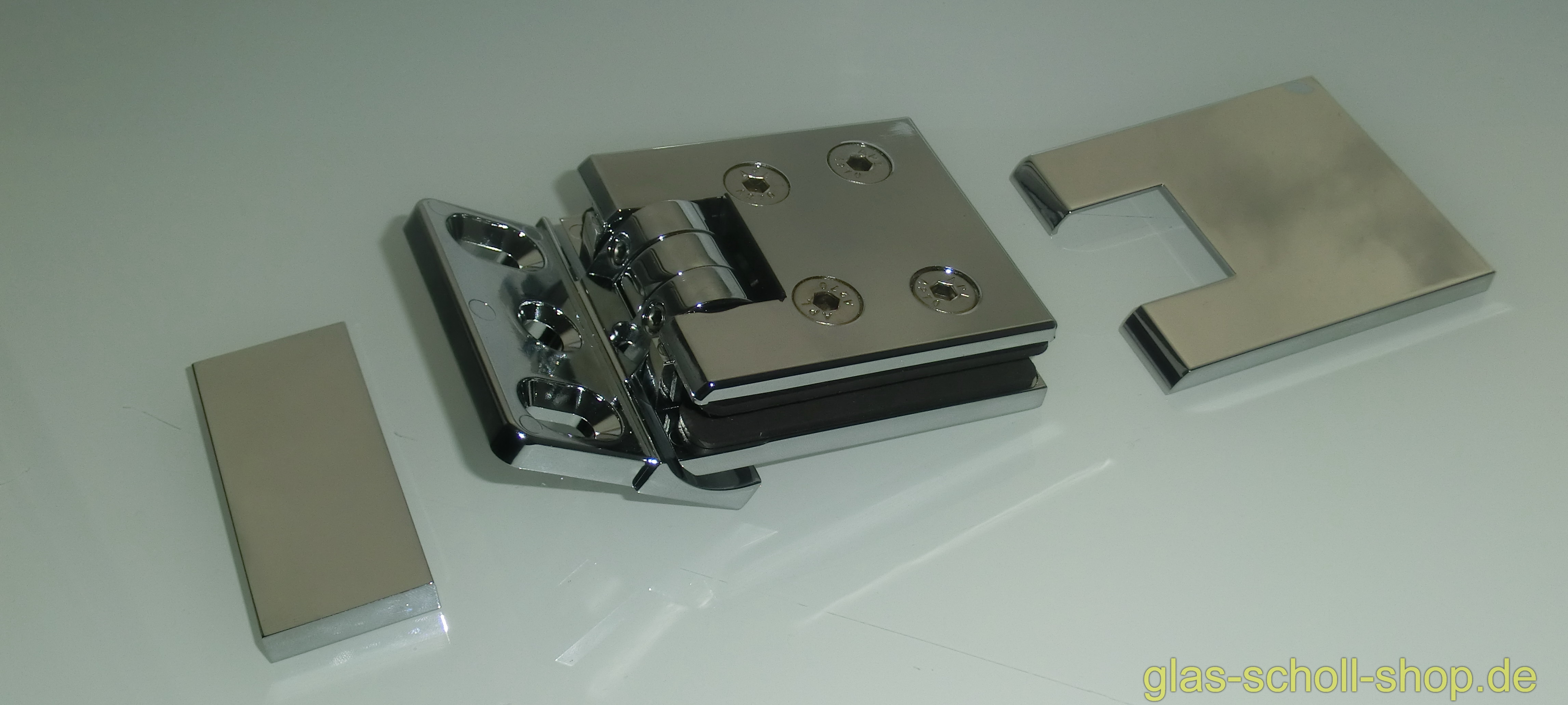 Artikelbild 4 des Artikels “Flamea+ 90° extrastark Glas-Wand Pendel-Duschtürband (verdeckte Verschraubung) glanzverchromt“