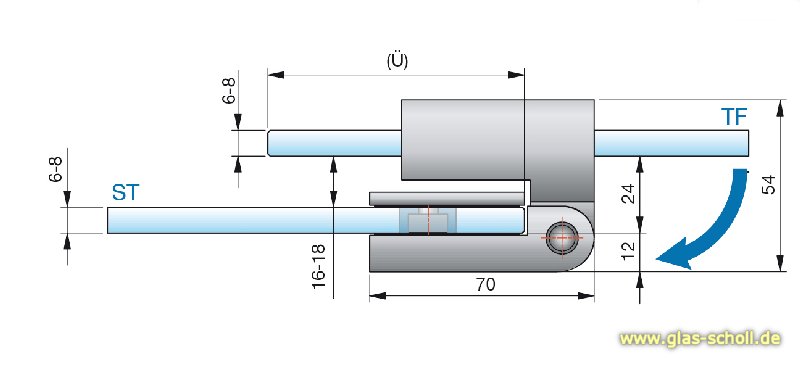 Artikelbild 4 des Artikels “Fluture Duschtürband-SET, überlappend, Glas-Glas 180° glanzverchromt“