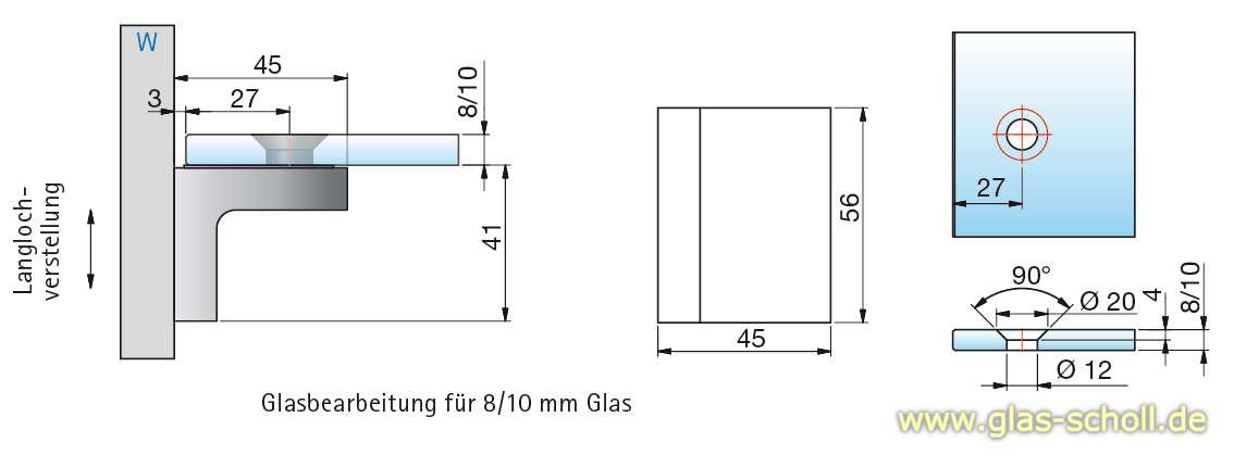 Artikelbild 4 des Artikels “Nivello+ 90° Winkelhalter Glas-Wand AUSSENBEFESTIGUNG flächenbündig glanzverchromt“