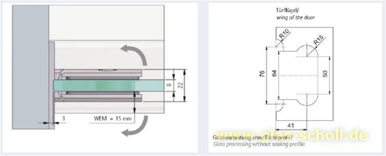 Artikelbild 4 des Artikels “Pontere 90° Glas-Wand Duschpendeltürband (beidseitige Befestigungslasche) glanzverchromt“