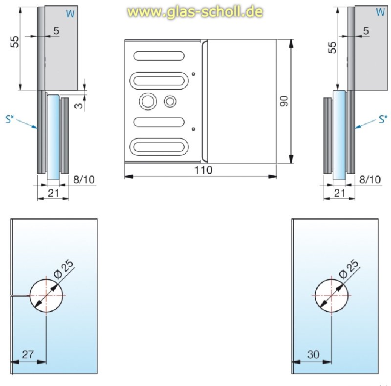 Artikelbild 4 des Artikels “Pontere 180° Glas-Wand Längsverbinder glanzverchromt“