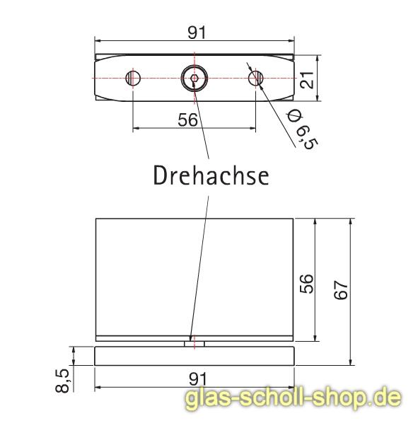 Artikelbild 4 des Artikels “Luno-Modesta Duschpendeltürbeschlag Glas-Boden/ Glas-Decke 360° für 6-12 mm Glas glanzverchromt“