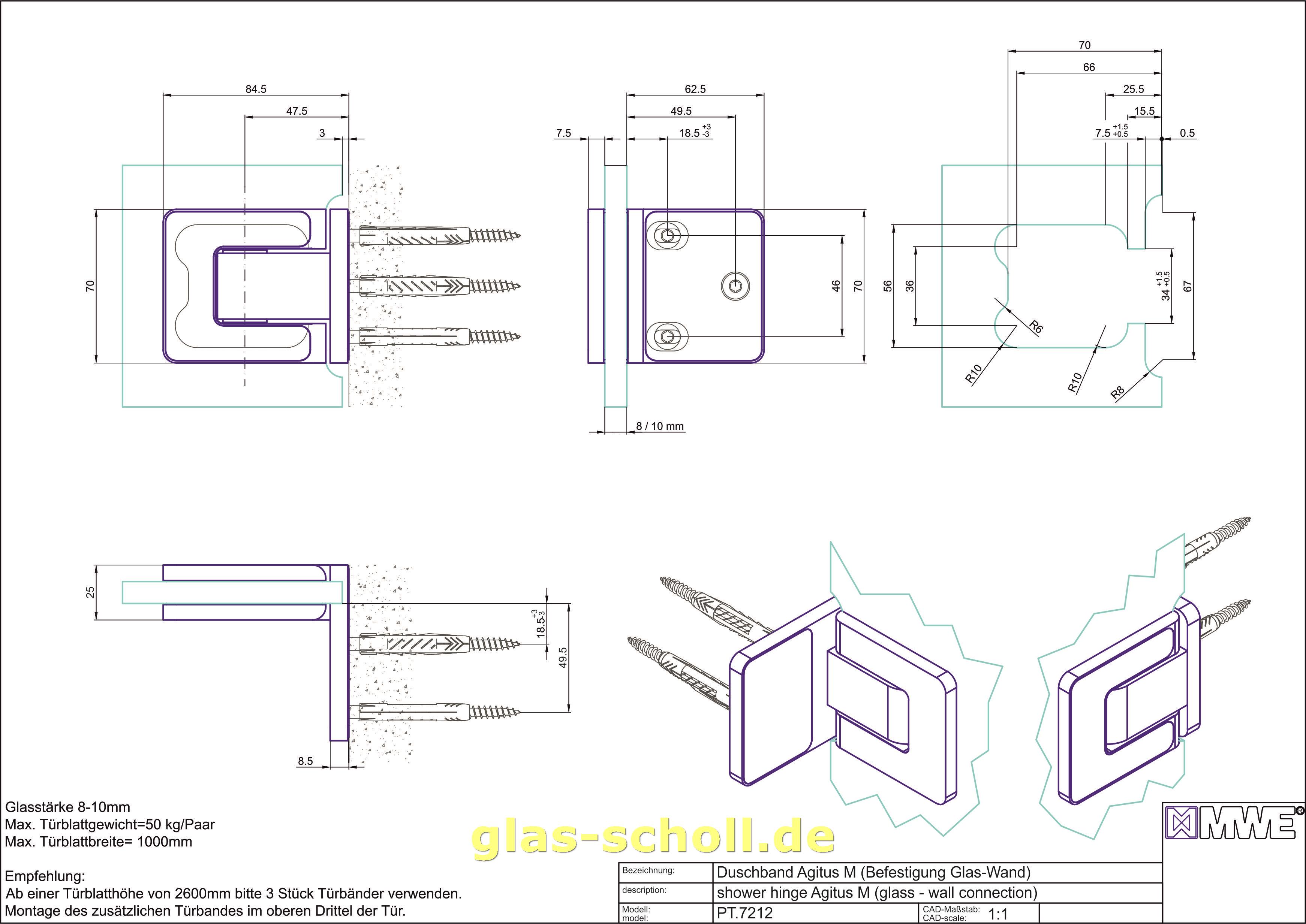 Artikelbild 4 des Artikels “MWE Agitus-M Pendeltürband 90° Glas-Wand einseitiger Anschraublasche Edelstahl geschliffen“