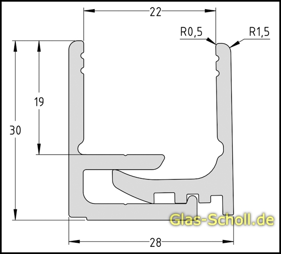 Artikelbild 4 des Artikels “Rahmenprofil zweiteilig 3m silber matt für 8-8,76/12,76 mm Glas“