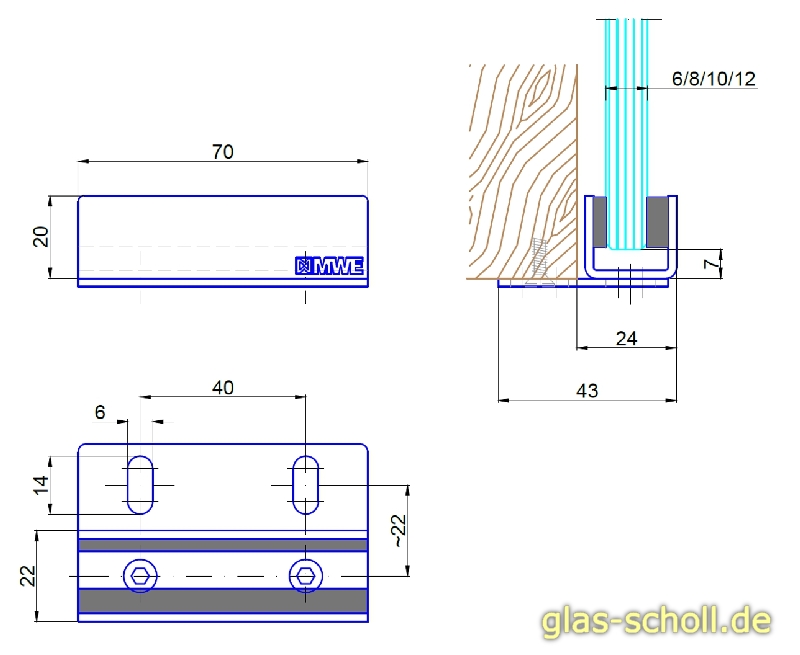 Artikelbild 4 des Artikels “MWE Edelstahl Bodenführung Schrankbefestigung für Glas Edelstahl geschliffen“