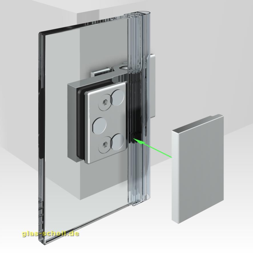 Artikelbild 4 des Artikels “Flinter Glas-Wand 90 Grad Duschtürband nach außen öffnend mit beidseitiger Lasche glanzverchromt“